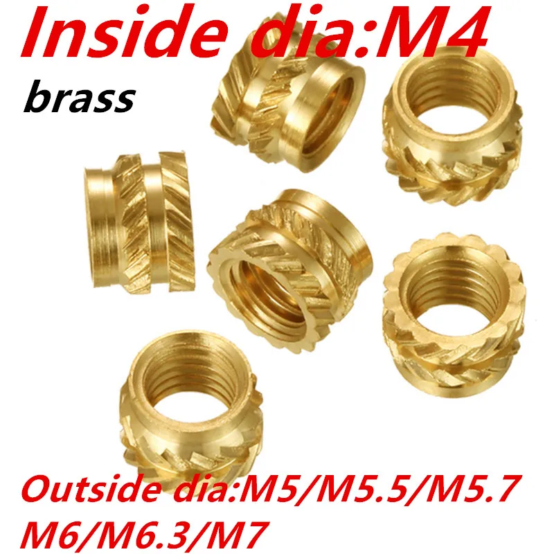 M4 inside dia brass Hot Melt Insert Nuts Heating Molding Copper Thread Nut Double Twill Knurled Injection nut 422 | Обустройство дома