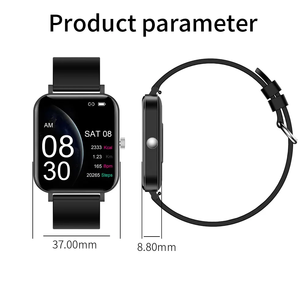 

1.69 Inch Smart Watch Square Screen IP67 Waterproof Long Standby Watches Heart Rate Monitor Fitness Tracker for Android IOS