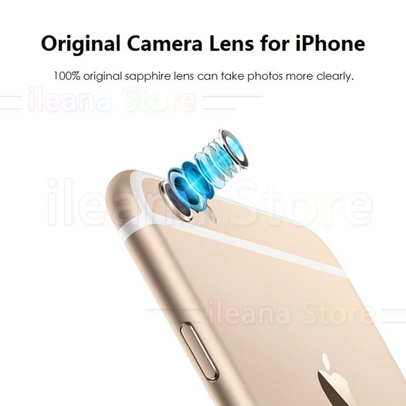 Original Sapphire Crystal Back Rear Camera Glass Ring For iPhone 6 6s Plus Camera Lens Ring Cover Replacement