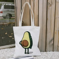 kawaii canvas bag avocado strawberry custom tote bag customize eco shopping bag with logo for girls women casual shoulder bags