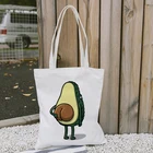 Холщовая Сумка-тоут Kawaii с авокадо и клубникой на заказ, Экологически чистая сумка для покупок с логотипом для девочек, повседневные женские сумки на плечо
