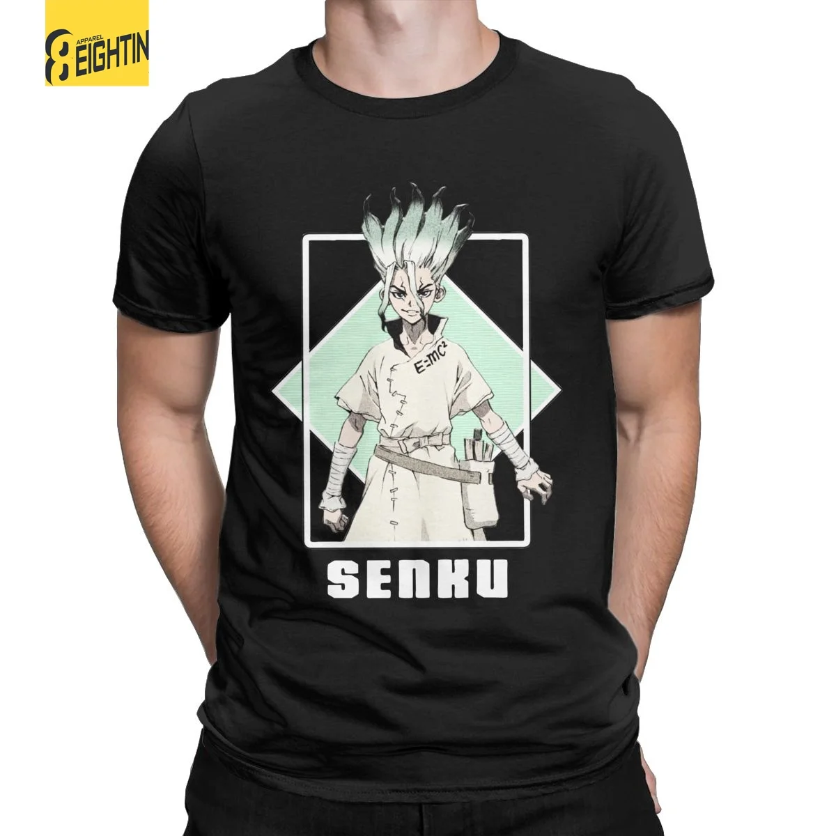

Dr Stone Senku Ishigami Anime T-Shirt for Men Creative 100% Cotton Tee Shirt Round Neck Short Sleeve T Shirts 6XL Clothing