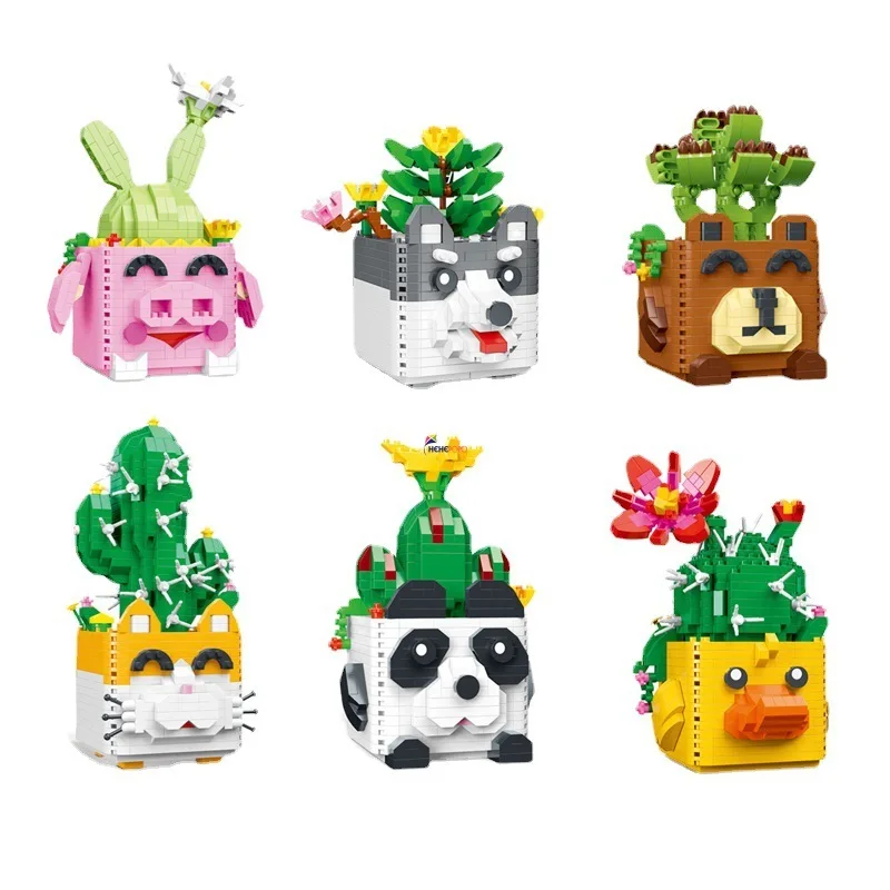 

Новая модель детской конструкции, маленькие кирпичи, строительные блоки для суккулентов, горшечных растений, серия 97005-97010, игрушки для дете...