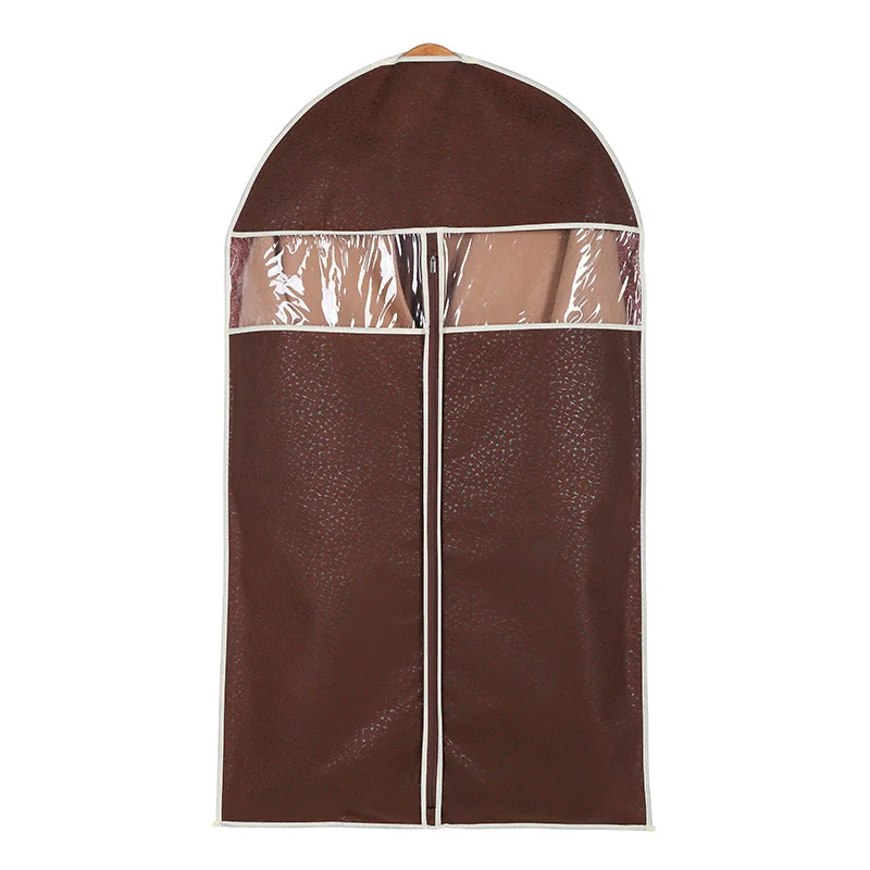 Coffee Рельефный нетканый тканевый пылезащитный чехол с застежкой-молнией для одежды пальто платье защита от моли JF016 - Цвет: Coffee