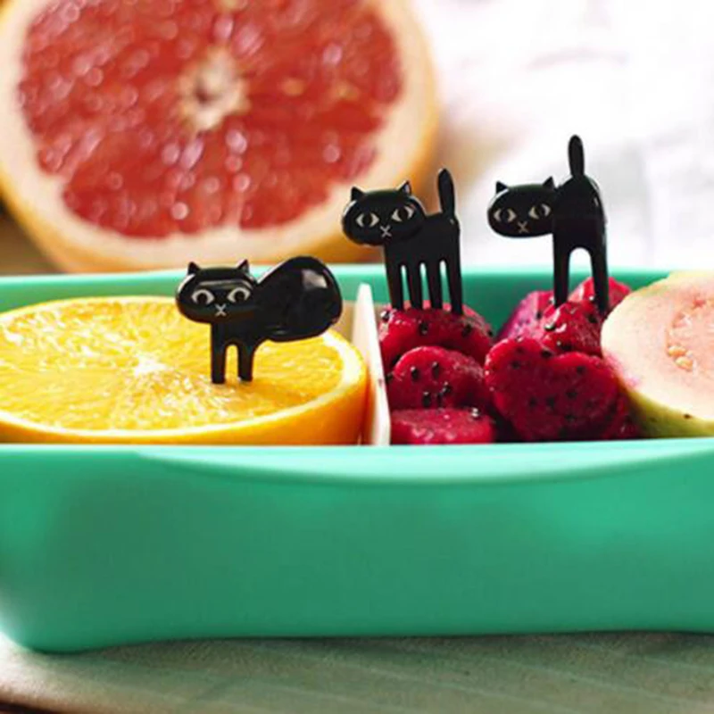 1 Set Mini Cartoon Fruit Food Forks Children Snack Cake Dessert Fork Pick Toothpick Bento Lunches Accessories Party Decor | Дом и сад