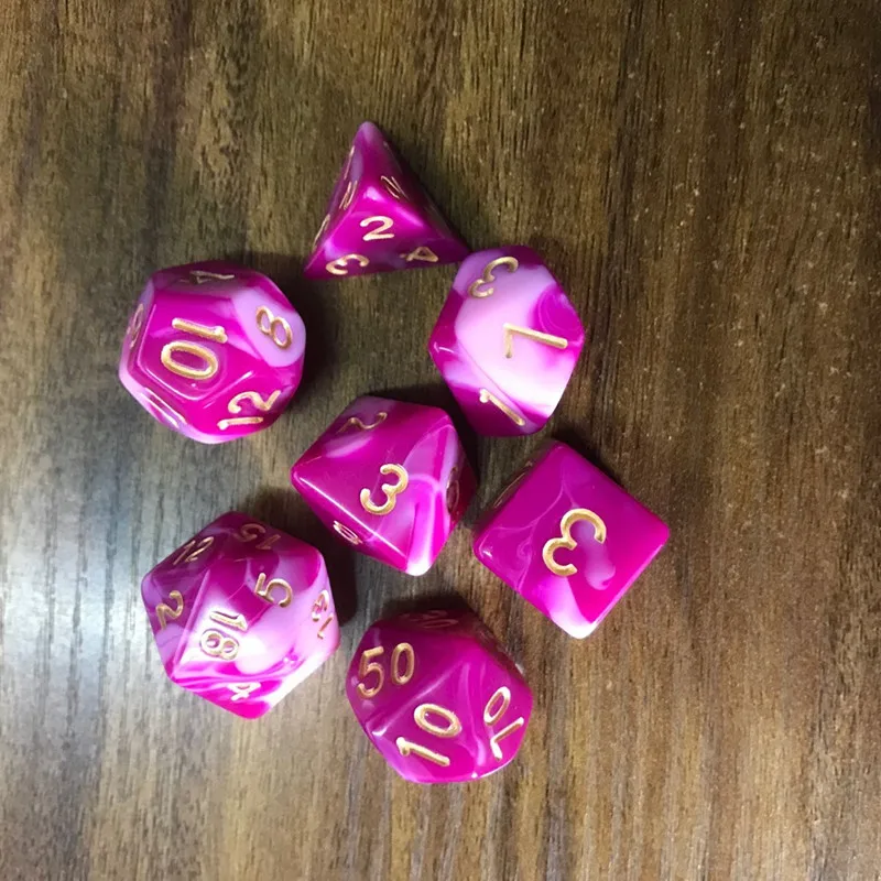 7pcs 7 шт./компл. цифровые кости игровые кубики набор многогранные D4-D20 многосторонний акриловые кости подарок - Цвет: 7pcs