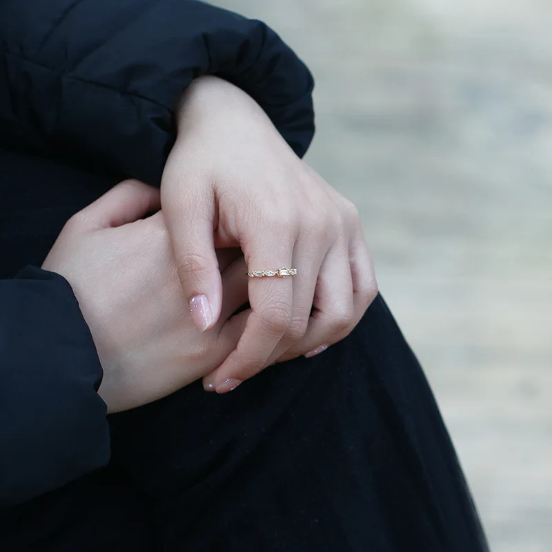 

Antique Baguette Natural Stone Stackable Thin Ring Wedding Band Solid sv925 Retro Cute Gold Minimalist Pinky Ring Gift for Women
