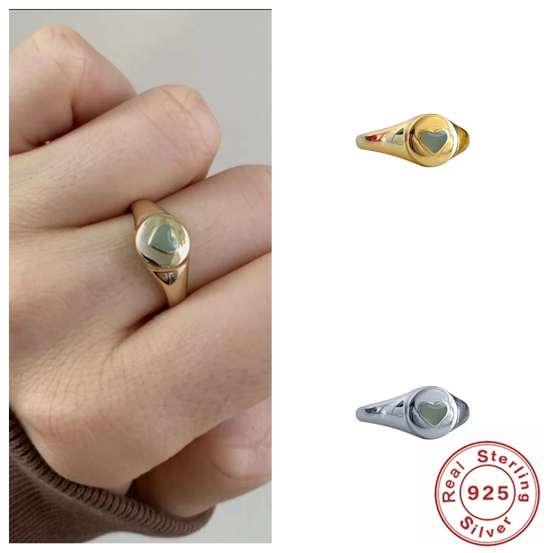 

Aide Minimalist 925 Sterling Silver Dripping Oil Colorful Love Heart Shape Wedding Rings for Women Fine Jewelry Anillo Rings