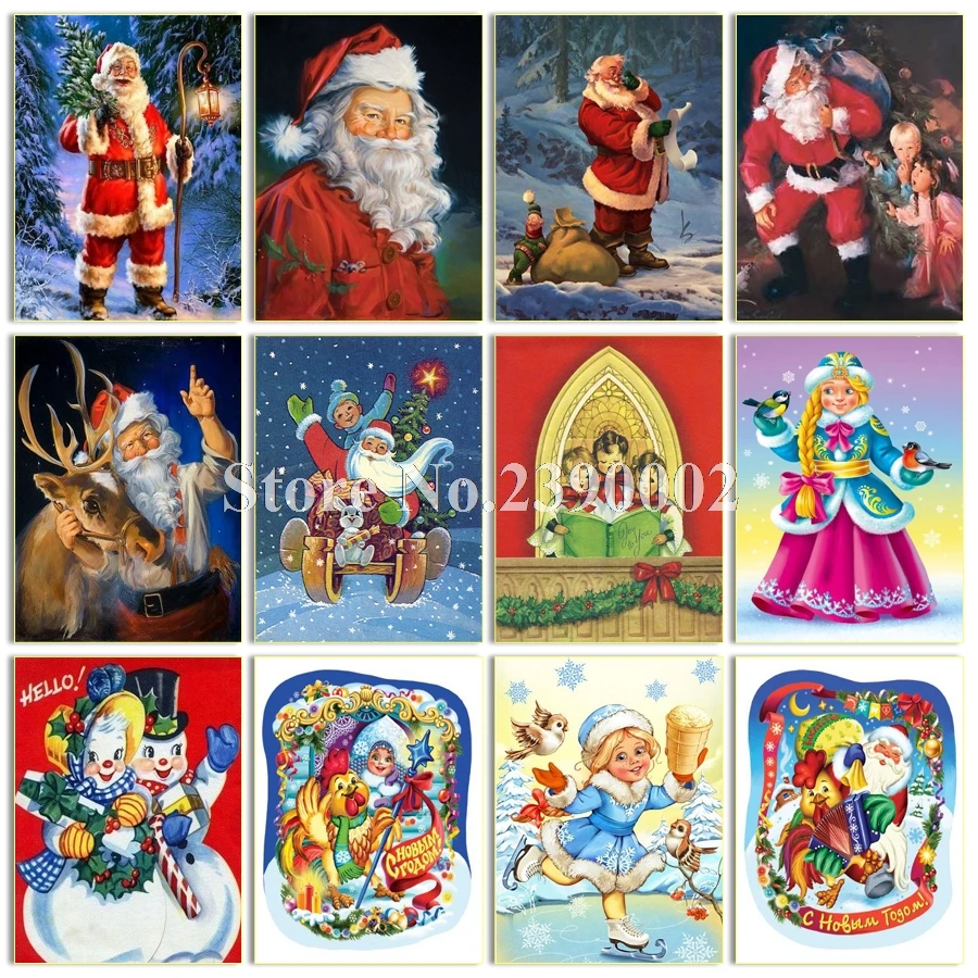 

5D Diy Diamond Embroidery Santa Claus Pattern Diamond Painting Cross Stitch Full Square Drill Household Cartoon Picture Mosaic