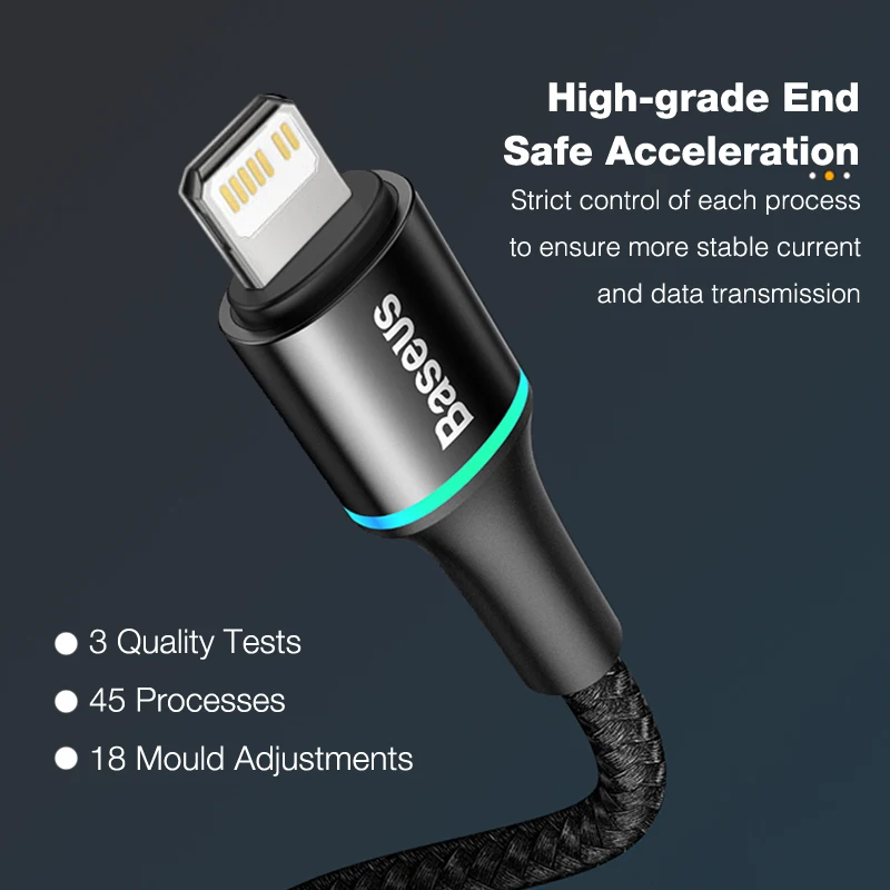 Baseus 20 Вт PD кабель для быстрой зарядки iPhone 12 11 Pro Xs Max X 8 6 USB Type C к осветительному