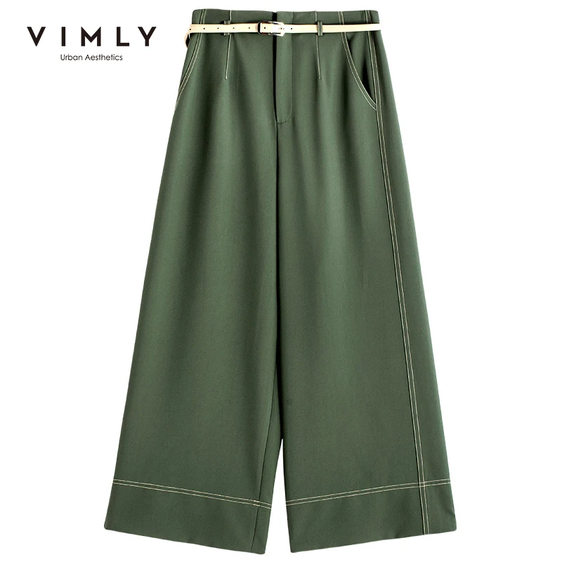 Брюки Vimly женские с широкими штанинами офисные однотонные свободные прямые штаны