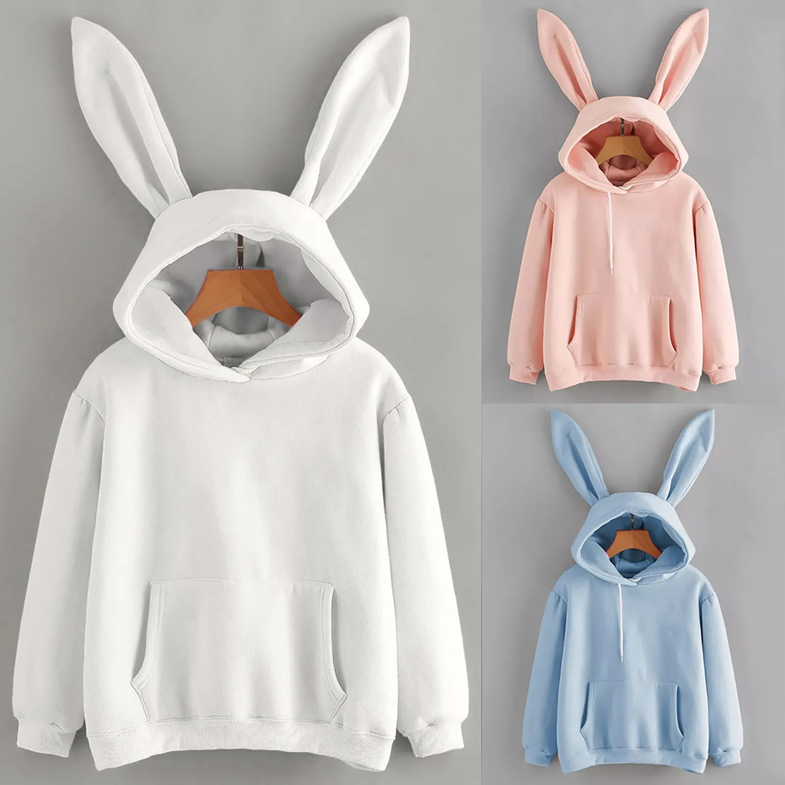 

Y2k Womens Long Sleeve Rabbit Hoodie Sweatshirt Pullover Tops Blouse Genshin Impact Grunge Clothes Толстовка Женская