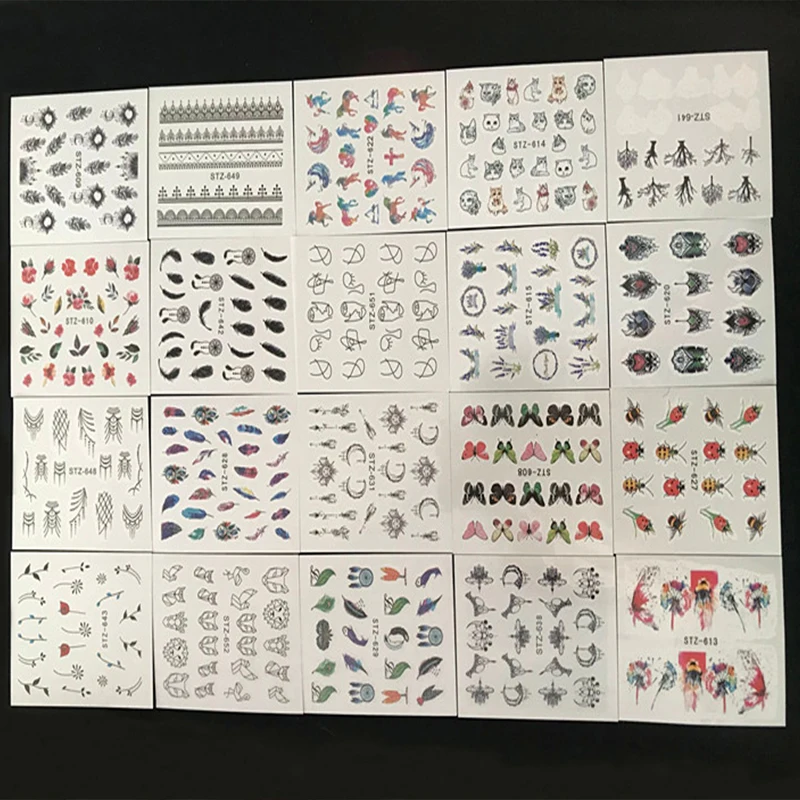 

40pcs/Set Nail Water Transfer Sticker Leaf/Animal/Lace/Watercolor Patch Manicure Cute Decals Tattoo Tip STZ-40