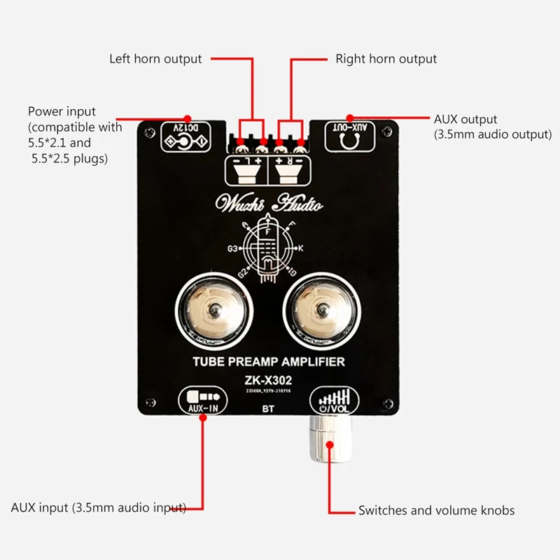 Ламповый модуль усилителя фонаря Bluetooth 5 0 ламповый 6J1 Точное сопряжение вилка
