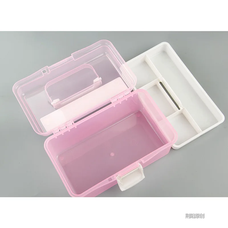 

Borrence Toolbox Art Household Medical Plastic Storage Box Paint Box Multi-Function Transparent Storage Box Toolbox