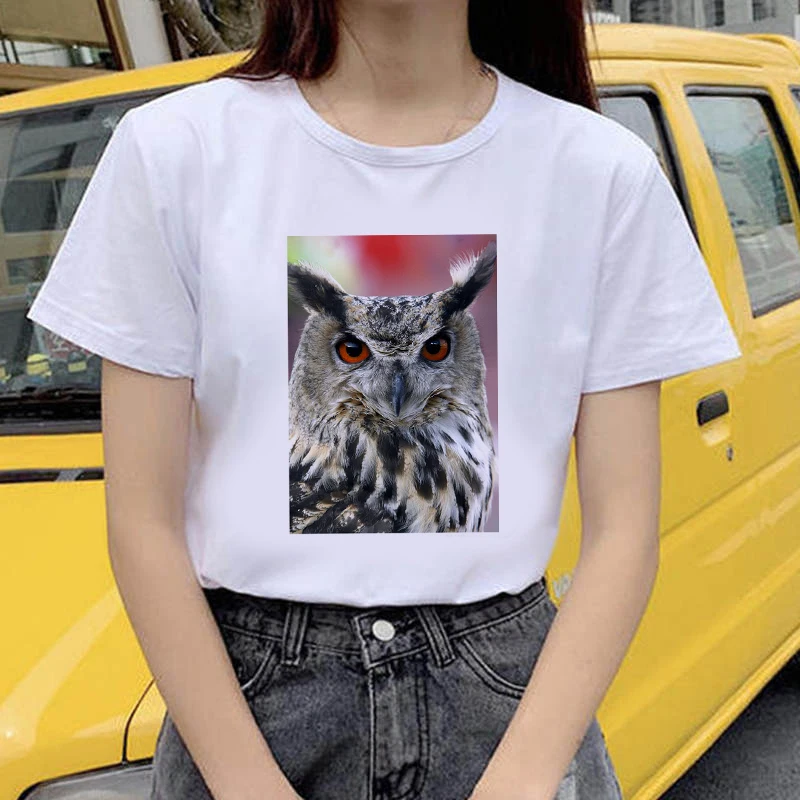 

T Shirt Owls Graphic Print Aesthetic Women Short Sleeve Casual Feminina Tees Korean Fashion Lady Female Woman T Shirts