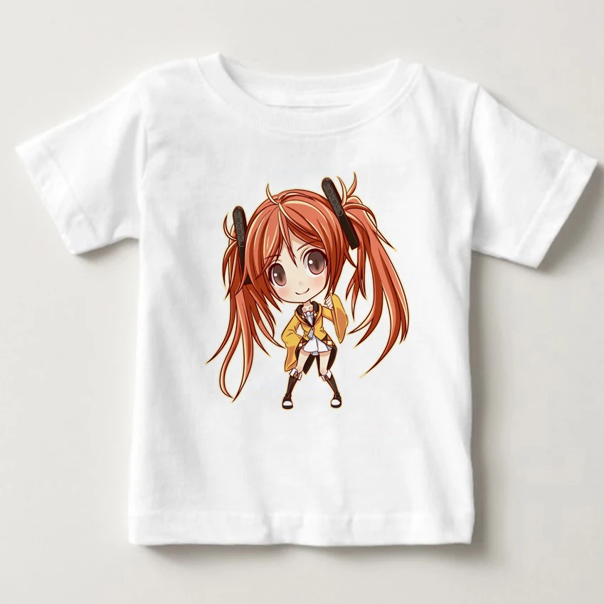 

New Girl Black Bullet No Bullet Cosplay Tshirt Cosplay Anime T Shirt Boby Girls Summer Cotton White Ventilation Children Tshirt