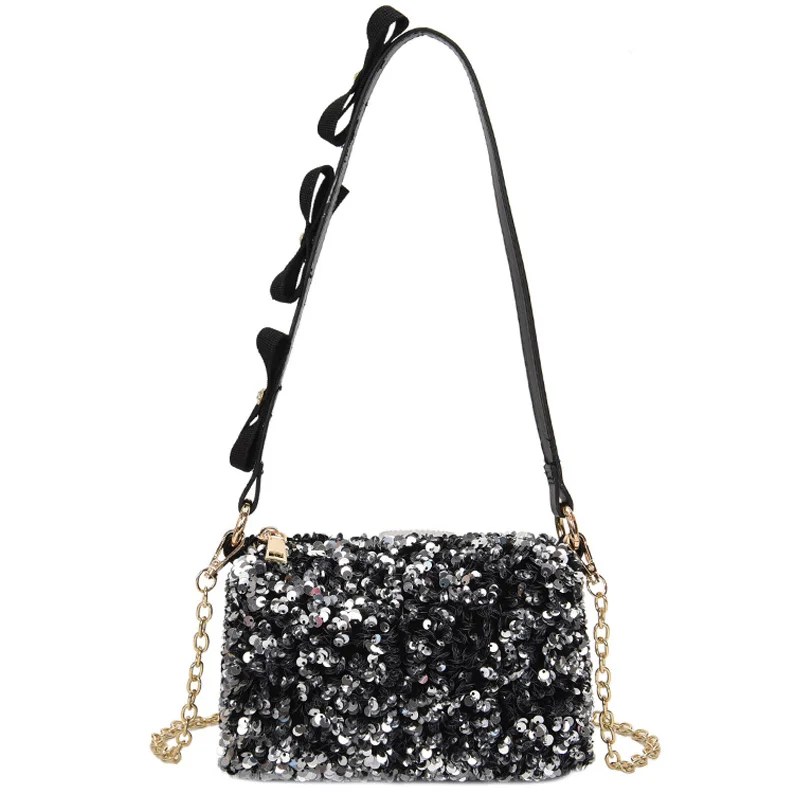 

sequins Design Small PU Leather Shoulder Bag for Women 2021 summer Lady Handbags and Purses Female Branded Totes