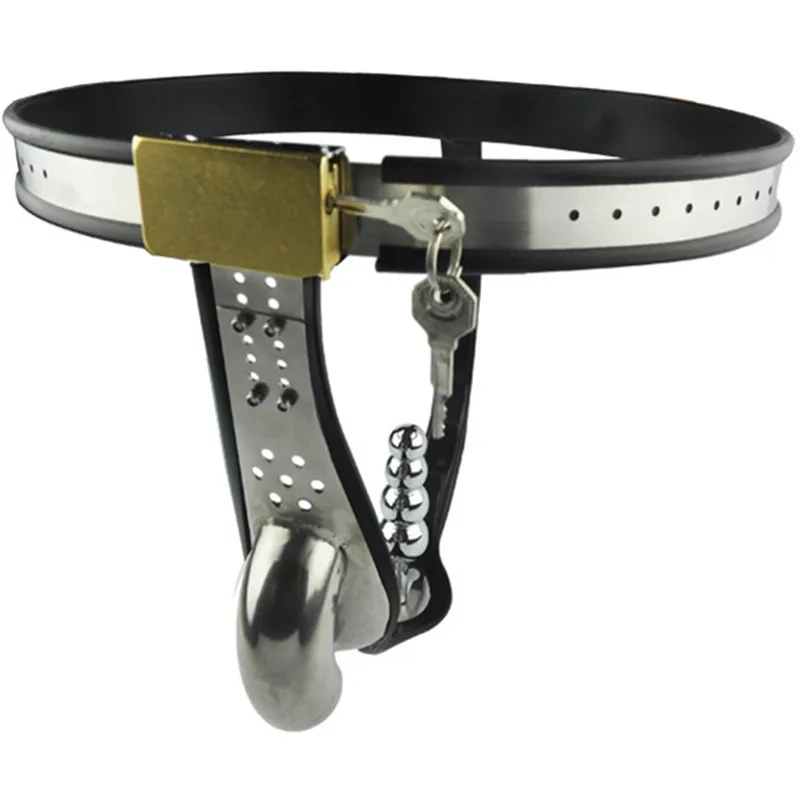 

Unisex Stainless Steel Male Chastity Belt Chastity Pants with Penis Lock Anal Plug Adults BDSM Bondage Chastity Device G7-4-35