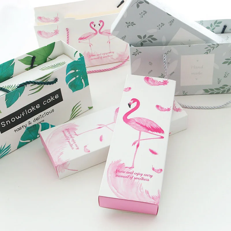 Креативный Фламинго зеленые листья сумка нуга Печенье Подарочная коробка