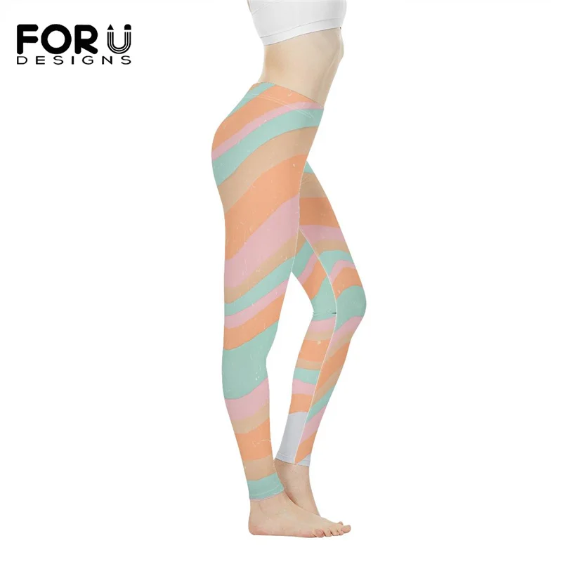 

FORUDESIGNS Women Sport Leggings Fitness Colorful Curve Printed Seamless Legging Tummy Control Stretchy Yoga Pants Leggins Mujer