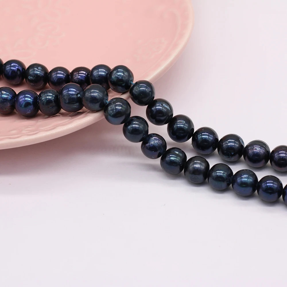 AAA Hohe Qualität Natürliche Süßwasser Schwarz Perle Runde Perlen 8-9 MM Für Schmuck Machen DIY Armband Ohrring Halskette zubehör