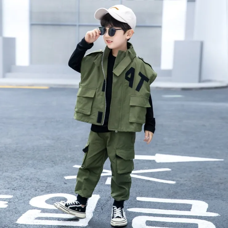 

2020 Spring Autumn Boys Handsome Vest + Casual Fashion Pants Set