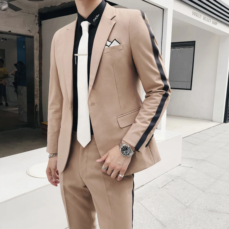 Облегающие костюмы нарядное платье Мужские Сценические два предмета свадебный