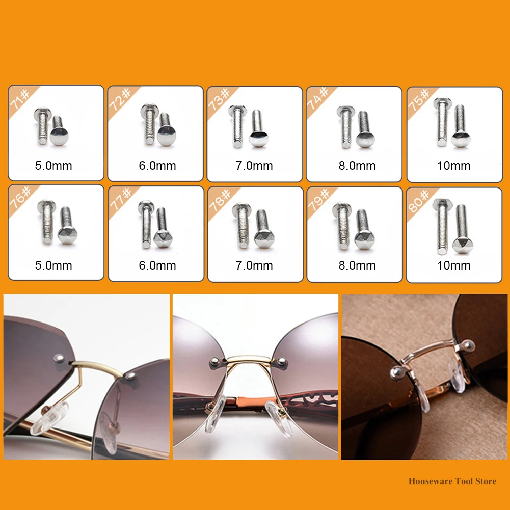 Набор гаек для очков из нержавеющей стали 100 шт.|Винты| |