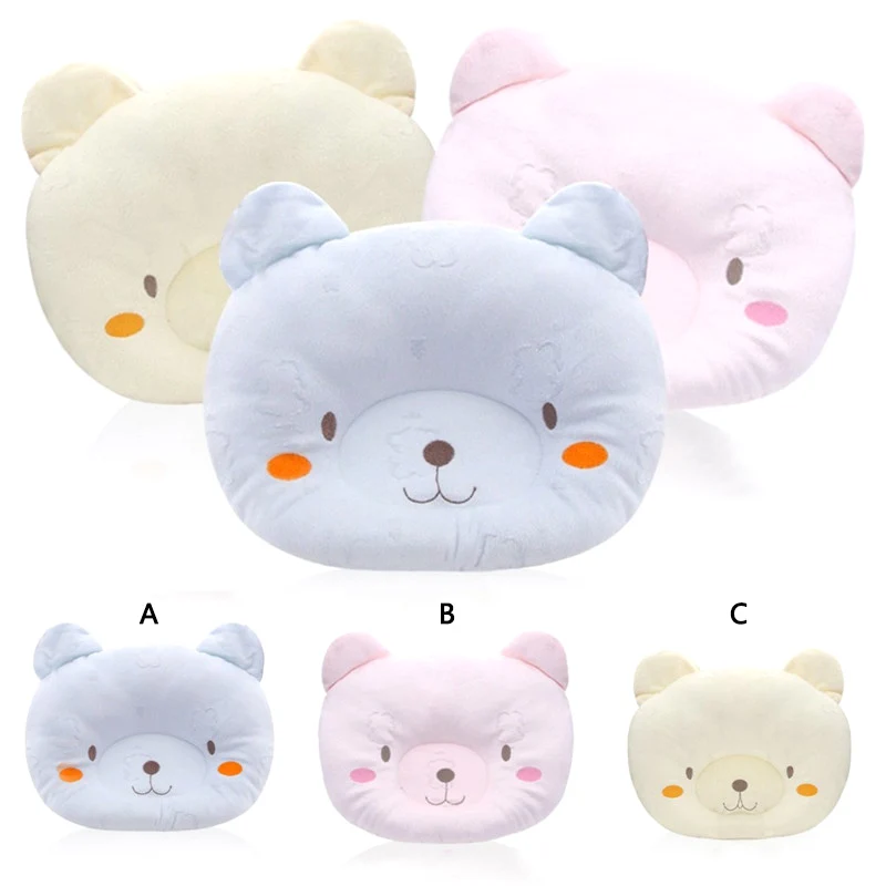 

Bear Soft Cotton Lovely Cartoon Anti-rollover Head Positioner Sleep Shaping Pillow For Newborn Infant Baby Pillow 3 Colors