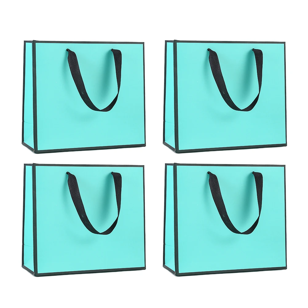 4 шт бумажный мешок для подарков упаковка ювелирных изделий с черным ободом