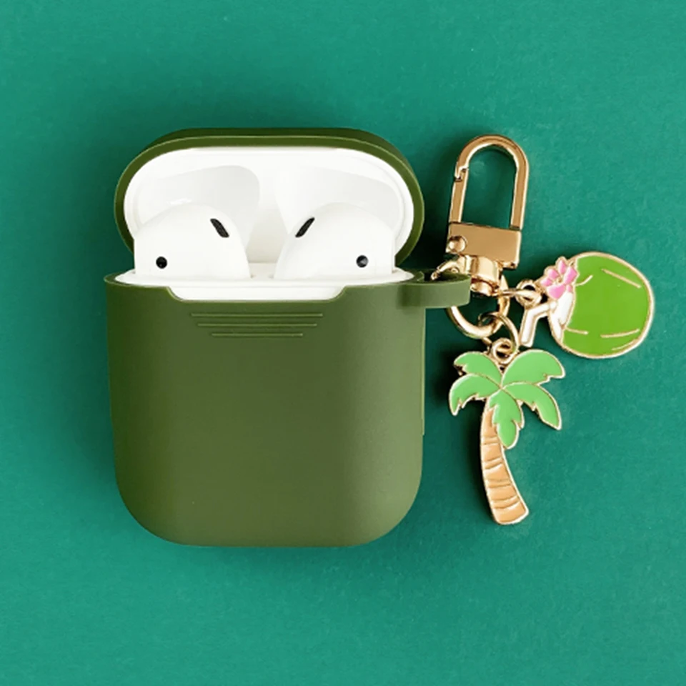 Декоративный силиконовый чехол с зеленым авокадо для наушников Apple Airpods