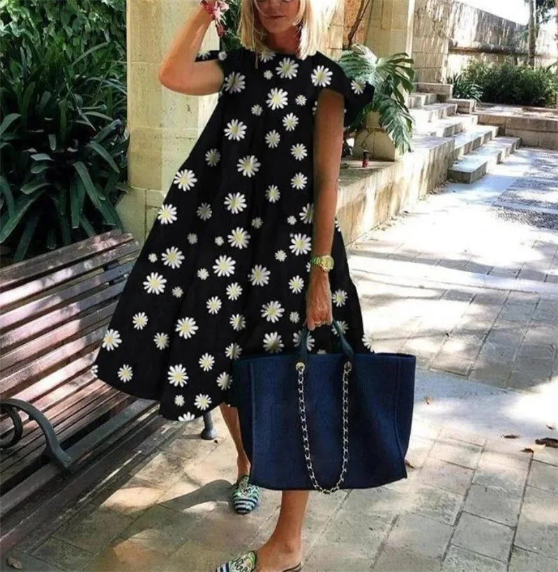 Платье-трапеция женское свободного кроя модное повседневное милое праздничное