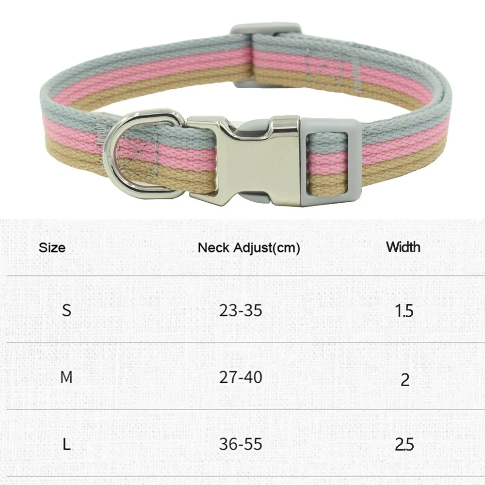 Ошейник для собак и кошек толстый холщовый регулируемый поводок щенков