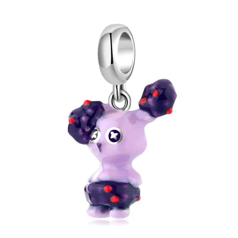 

Шарм-подвеска из серебра 925 пробы с изображением животного, королевы, темного кролика, для изготовления браслетов, оригинальные эмалированн...