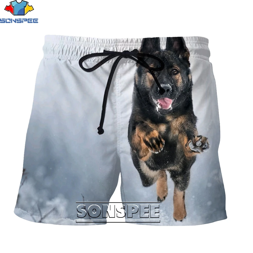 

SONSPEE Fashion Belgian Malinois Pattern 3D Printing Men's Shorts Summer Creative Hip Hop Street Personality Casual Beach