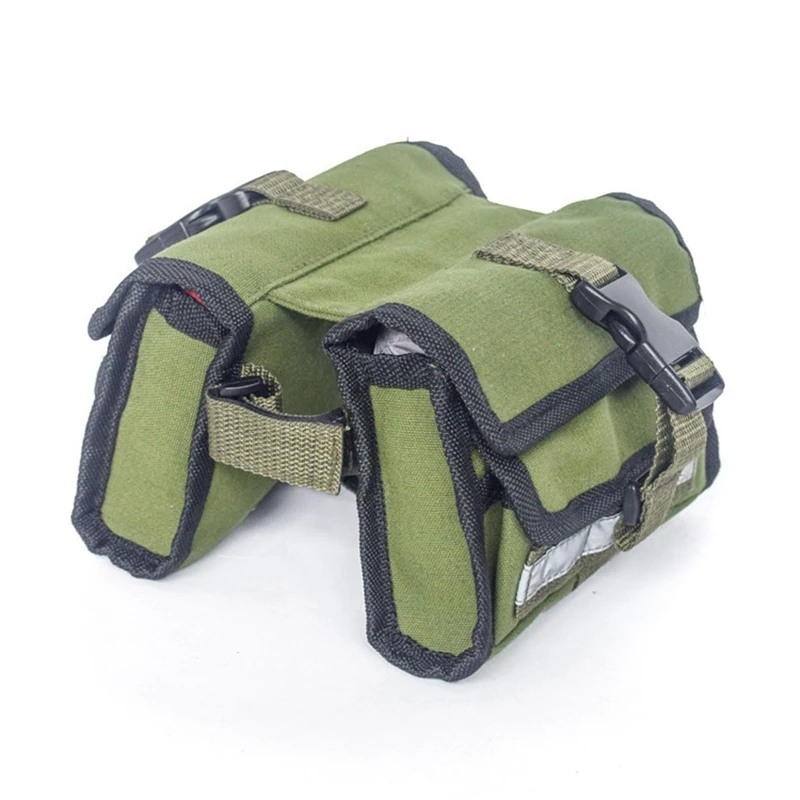 

Green Canvas Waterproof Mountain Bike Storage Bag Riding Mobile Phone Bag Bicycle Front Beam Bag