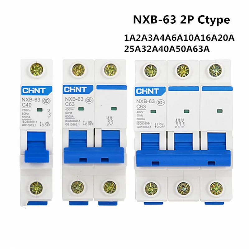 CHNT NXB-63 1A2A3A6A10A16A20A32A40A63A 2P 400V Миниатюрный автоматический выключатель MCB Новый DZ47