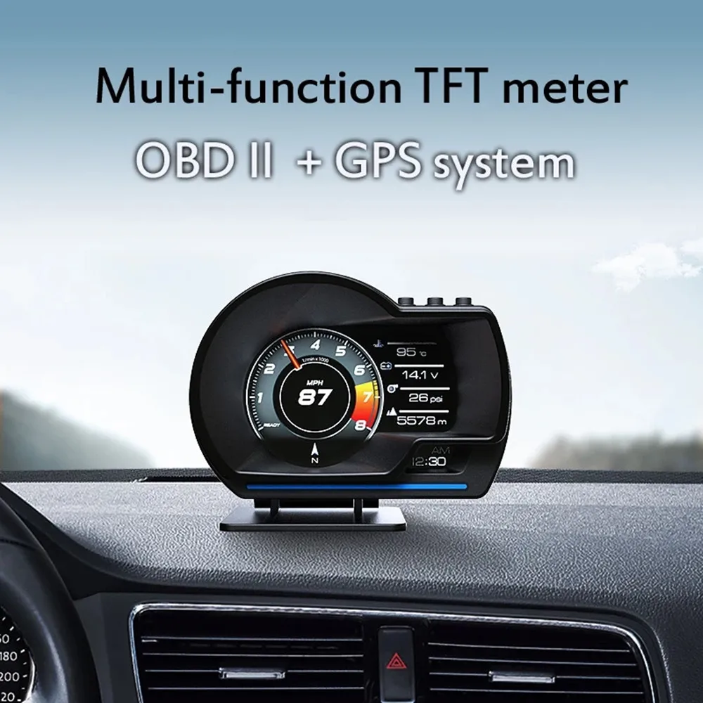 

V60 Newest On-board Computer HUD OBD2 Head Up Display GPS Speedometer 9 interface Display Turbo Coolant Temp OBD Scanner