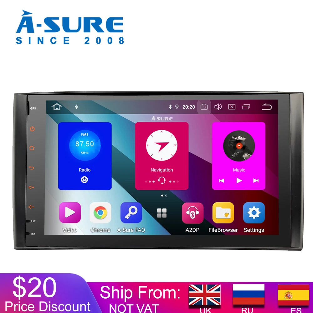 8-ядерный процессор A-Sure 64G ROM Android 9 0 автомобильный Радио GPS dvd-плеер навигация для