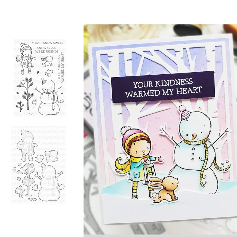 

Snowman Metal Cutting Dies Stamps Scrapbook Diary Secoration Embossing Stencil Template Diy Greeting Card Handmade 2021