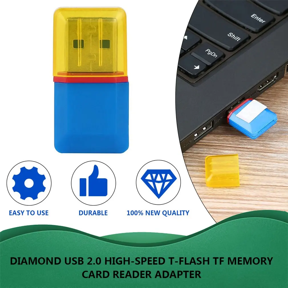 1 шт. Алмазный USB 2,0 высокоскоростной картридер 2 микро-sd TF кард-ридер магазин