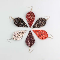 fashion vintage leather leaf teardrop earrings for women bohemian genuine leather pendants dangle drop earrings jewelry