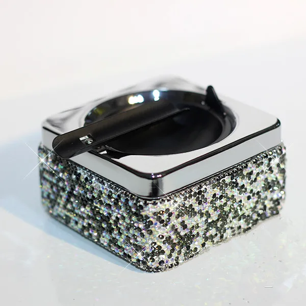 Роскошная пепельница для сигарет с алмазной вставкой белыми кристаллами дома и