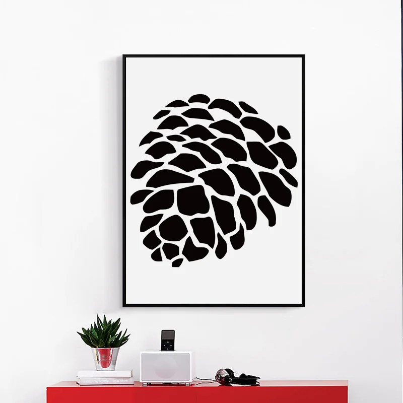 Простой черно белый абстрактный сосновый орех Настенная картина на холсте
