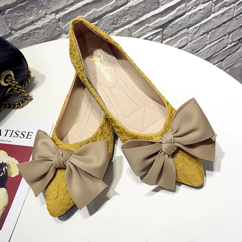 Новинка весенняя женская обувь милые туфли с бантом на плоской подошве zapatos De Mujer