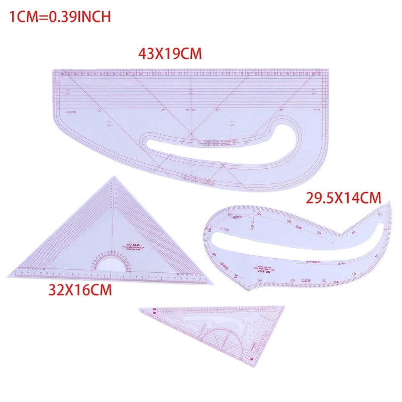 

4 Stlye Sew French Curve Ruler Metric Shaped Plastic Sewing Tools Measure Ruler