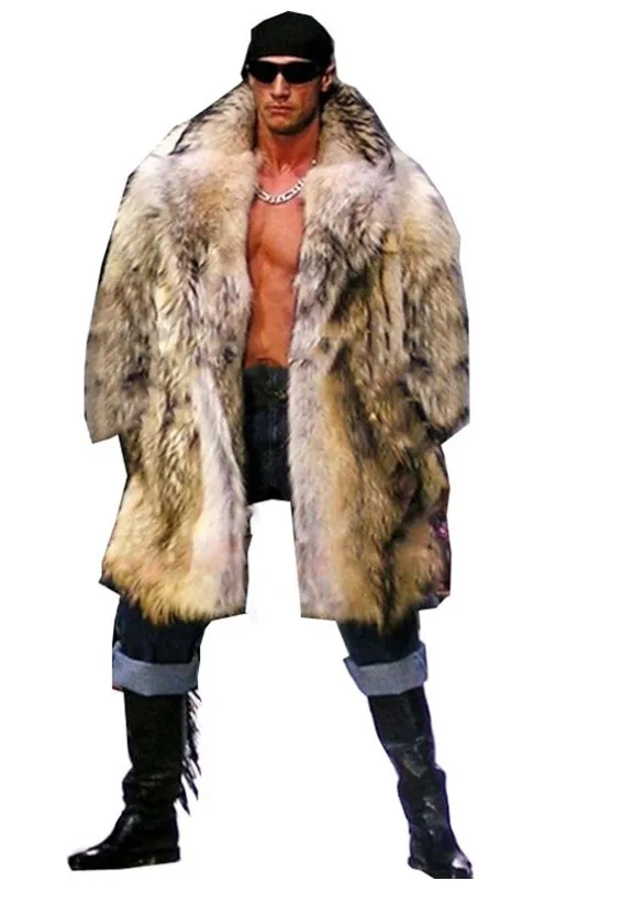 

GAMPORL Faux Fur Coat Faux Raccoon Fur Fluffy Clothes Fashionable Men's Lapel Clothes Large Warm Thick Winter Outerwear 2021 New