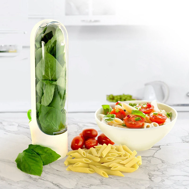 Multifunction Refrigerator Fruit Vegetable Crisper Vanilla Fresh Herb Keeper Herb Storage Container Storage Utensil Kitchen