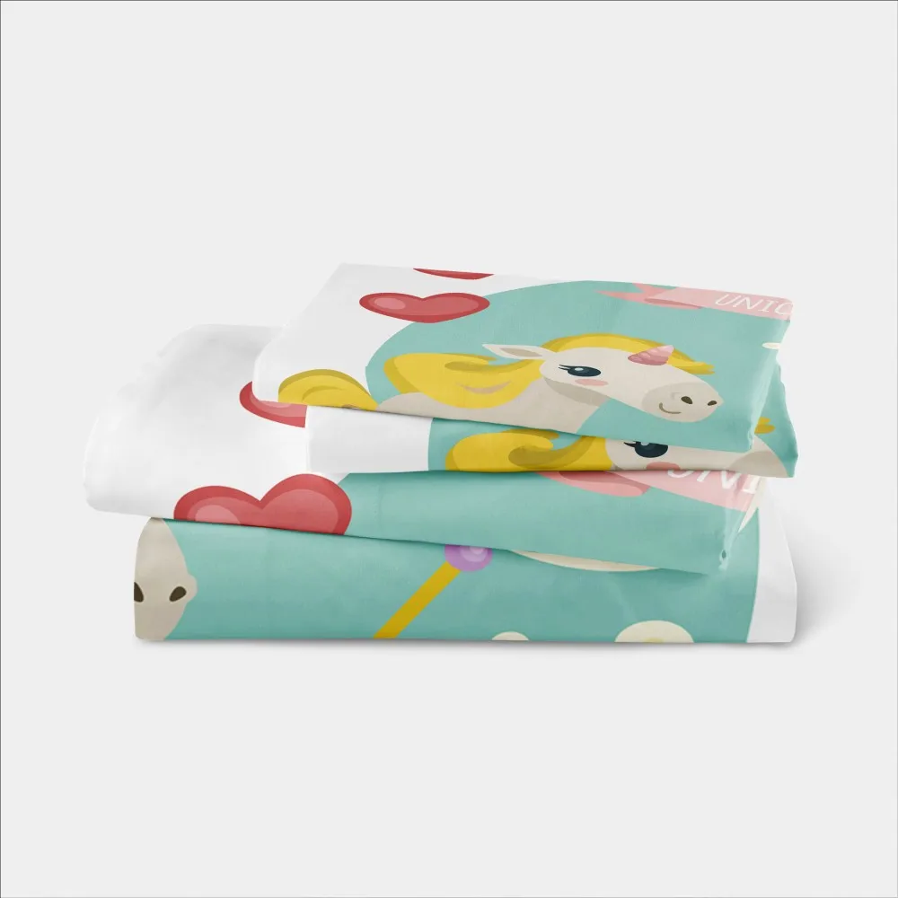 

3D Print Unicorn Cartoon Duvet Cover Set Cake Butterfly Bedding Set Magic Unicorn Bed Linen Set with Pillowcase 3PCS for Kids